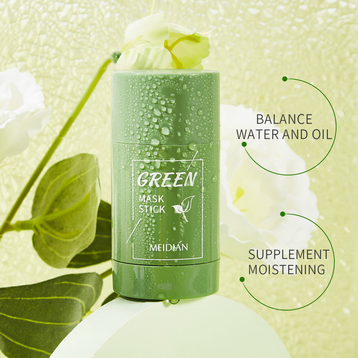 Cross-border popular charm point green tea solid mask deep cleansing, hydrating, oil control, pore shrinking smear-type mud mask stick